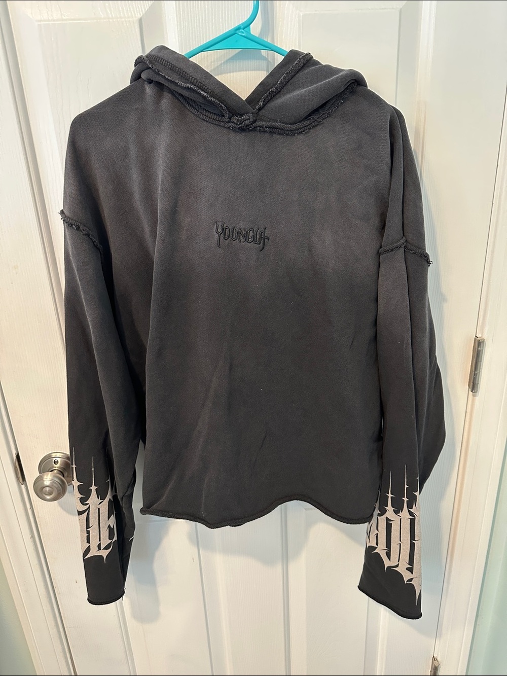 Black/Dark grey Graphic Sleeve Hoodie - Women